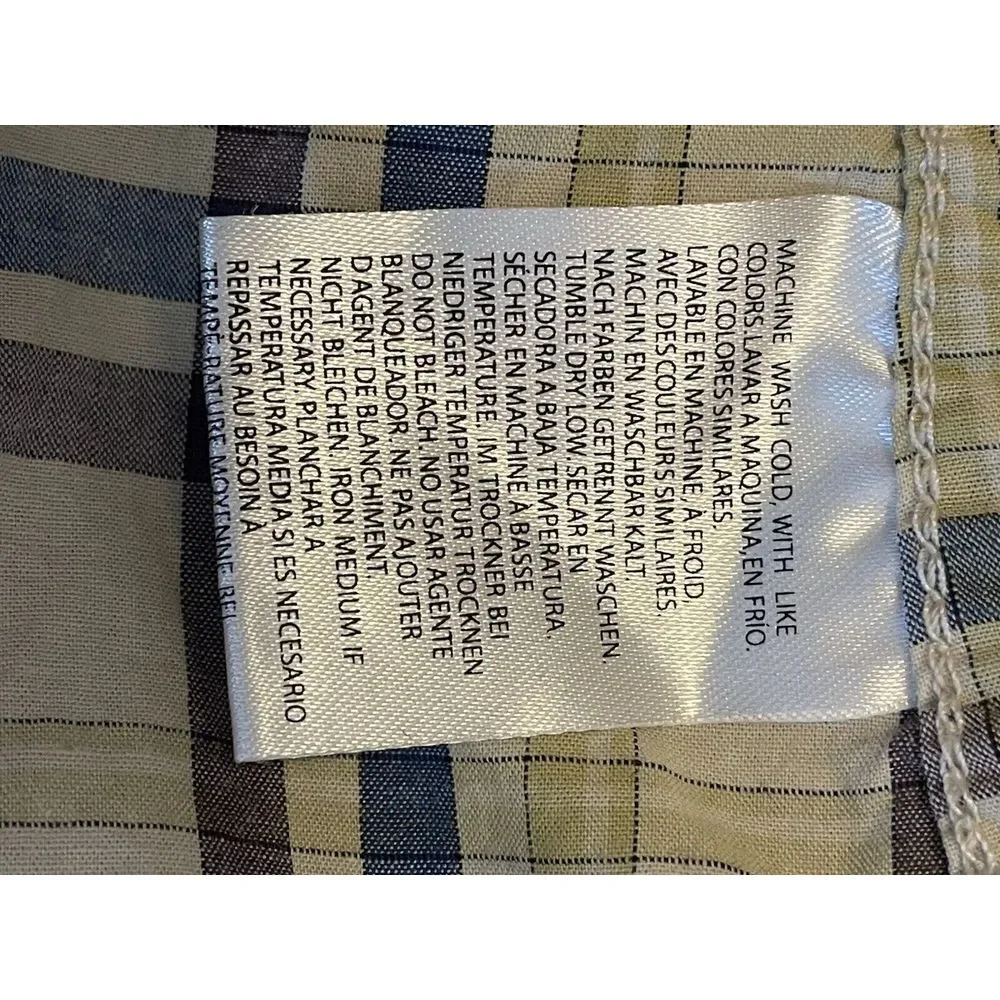 Christian Audigier Shirt size XL Pearl Snap Blue Tan Plaid‎ Long Sleeve Western